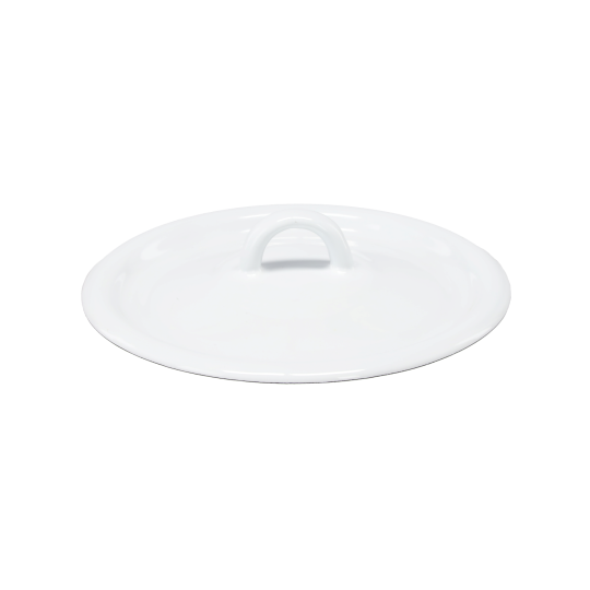Capac emailat alb/crem 16 cm