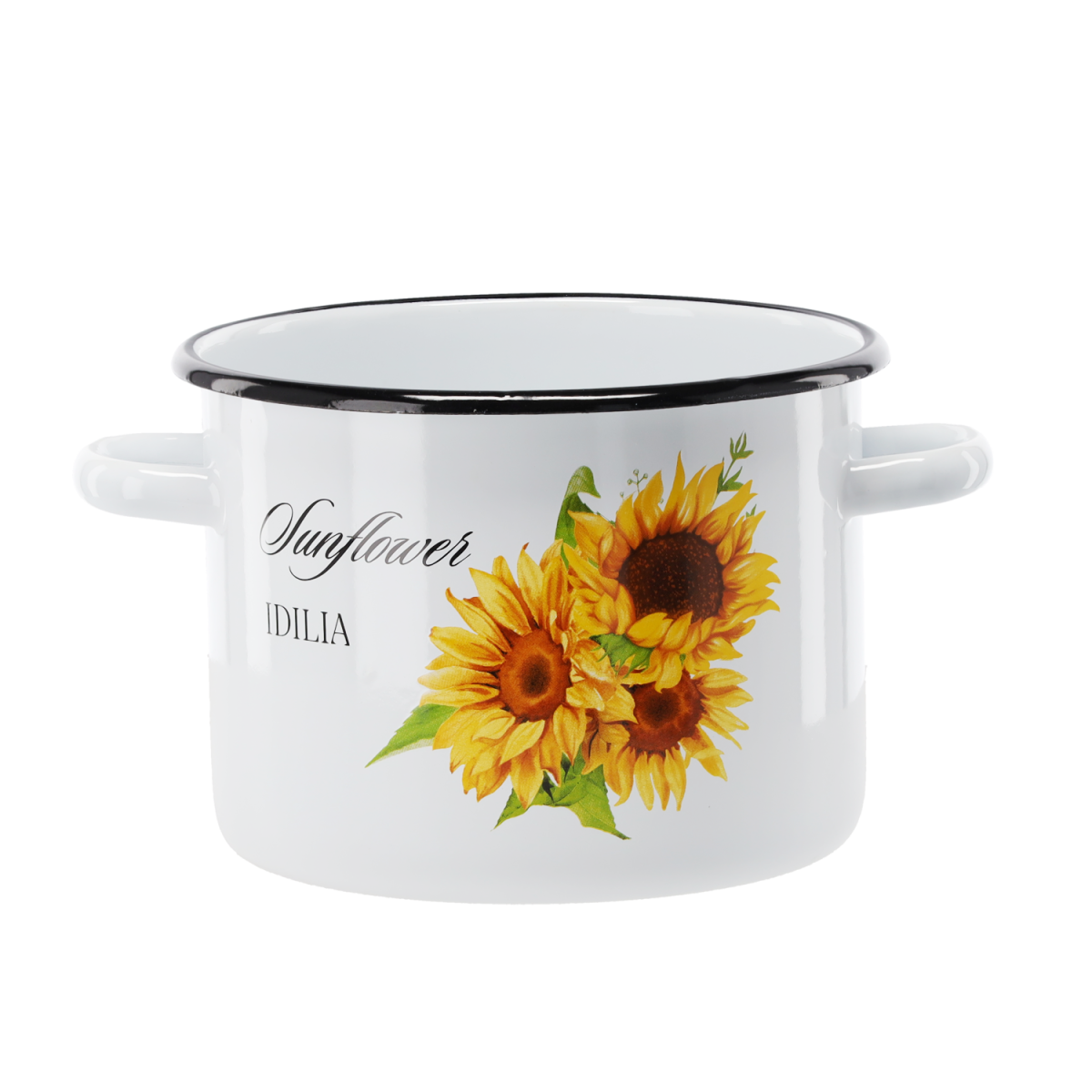 Oală emailată Floarea-Soarelui 3 l – 18 cm, albă