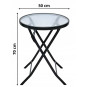 Set pliabil de balcon pentru 2 persoane – masă rotundă și 2 scaune de culoare neagră.