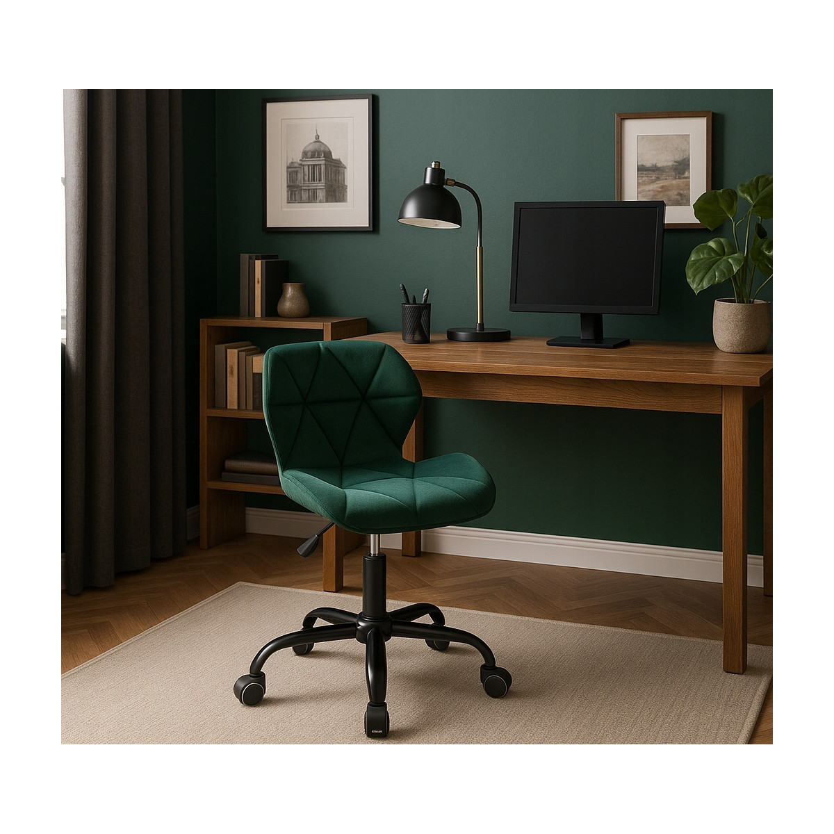 Scaune rotative din catifea, de culoare verde