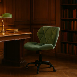 Scaune rotative din catifea, de culoare verde