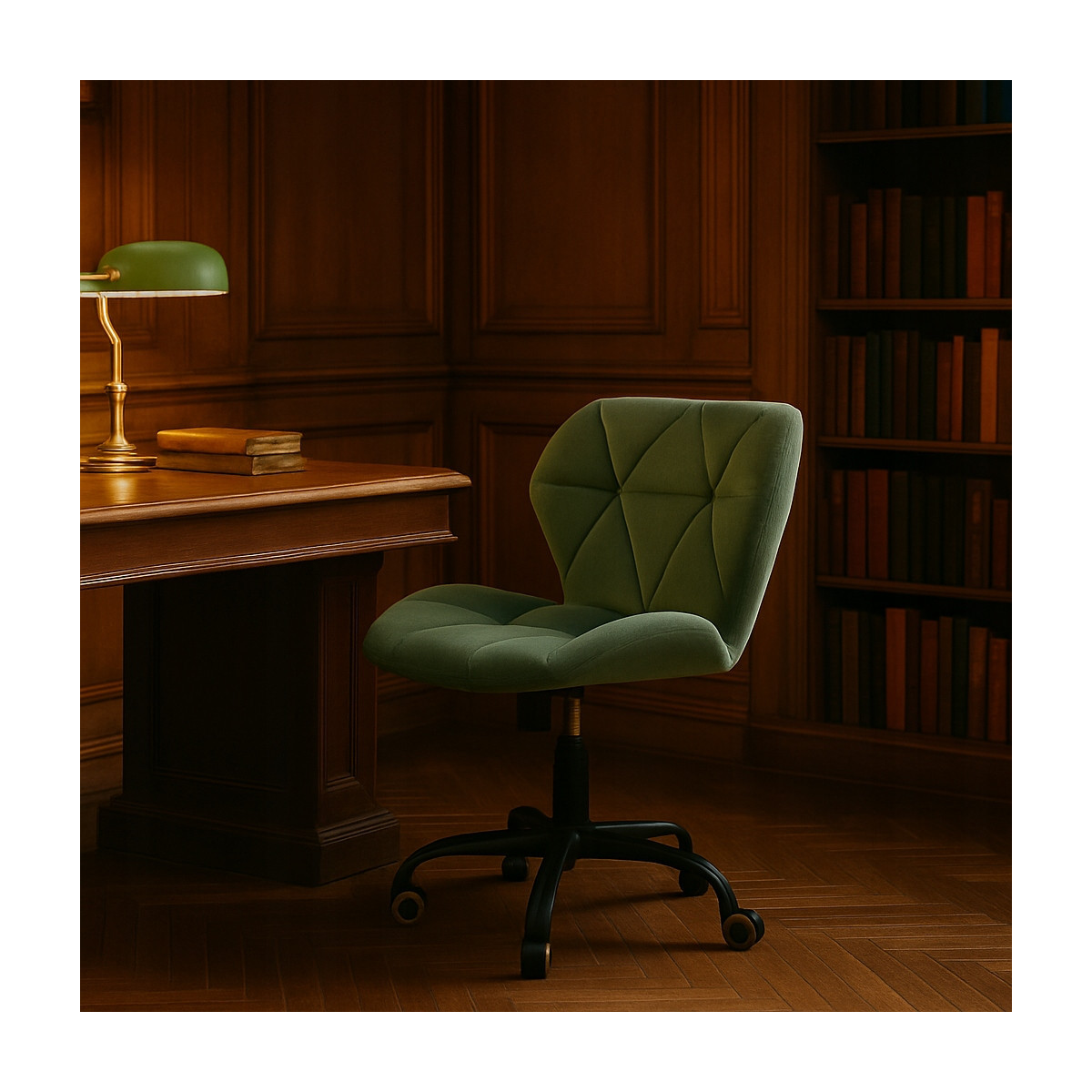 Scaune rotative din catifea, de culoare verde