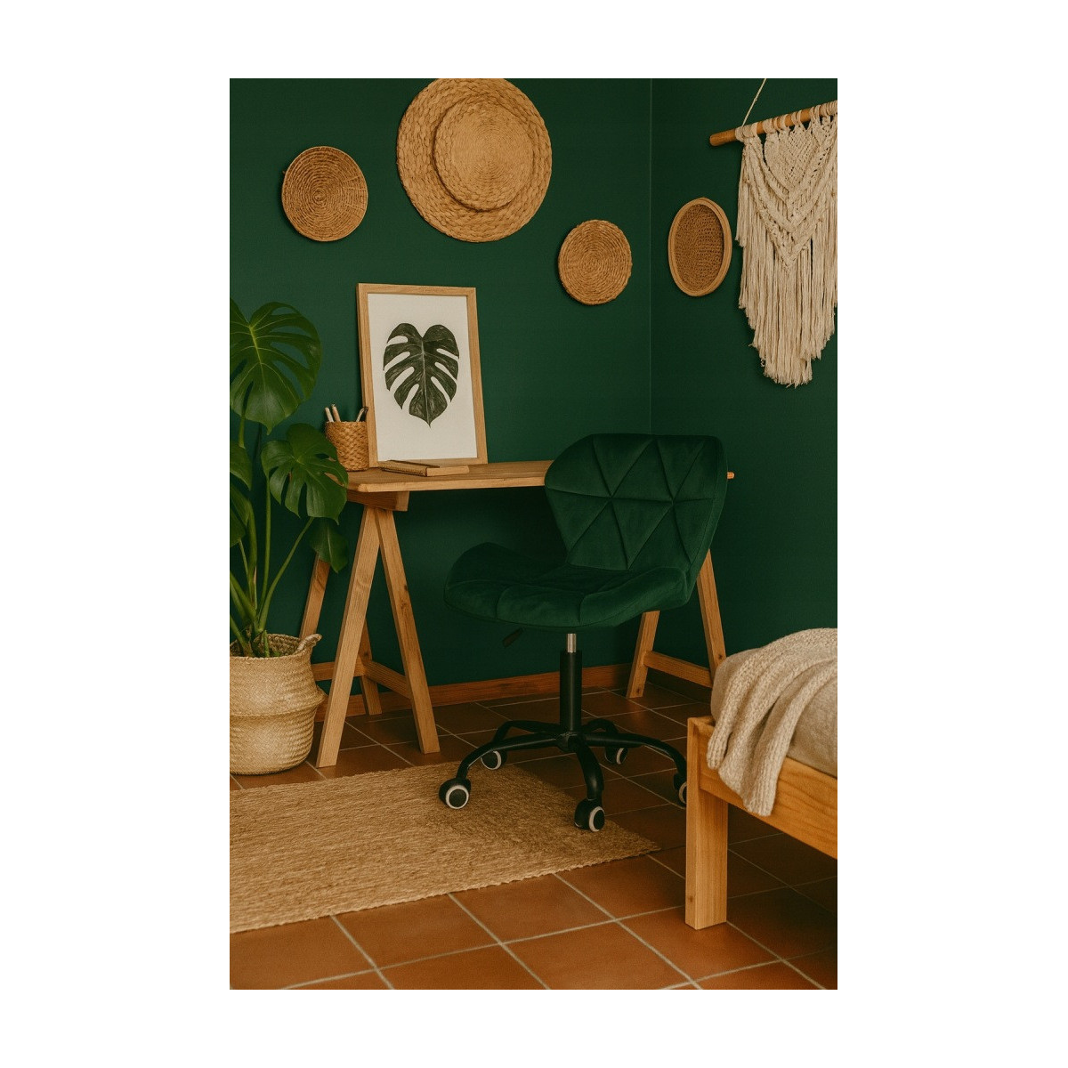 Scaune rotative din catifea, de culoare verde