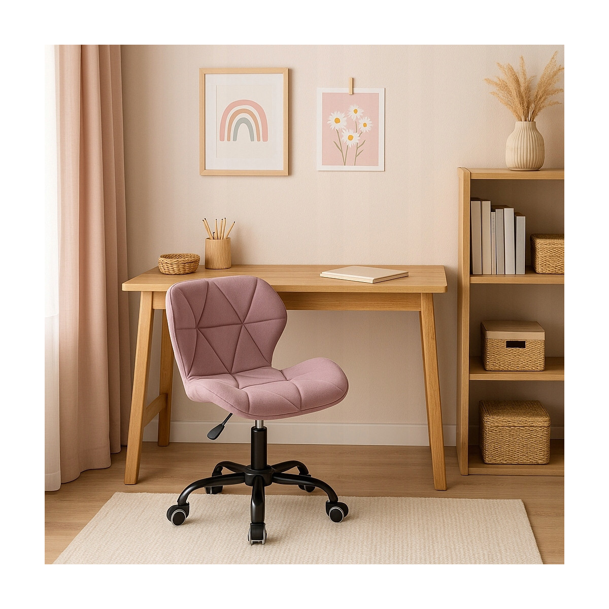 Scaune moderne pentru birou de culoare roz pal