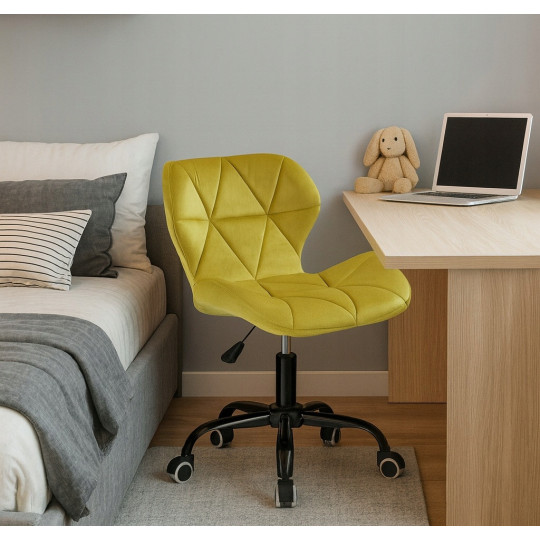 Scaun modern galben pentru birou din velvet