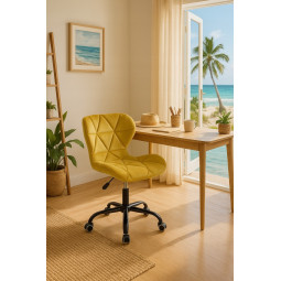 Scaun modern galben pentru birou din velvet