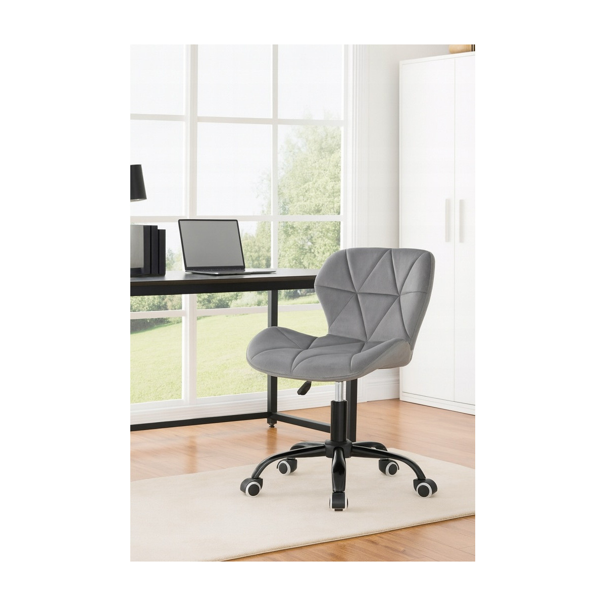 Scaun modern gri deschis pentru birou din velur