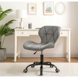 Scaun modern gri deschis pentru birou din velur