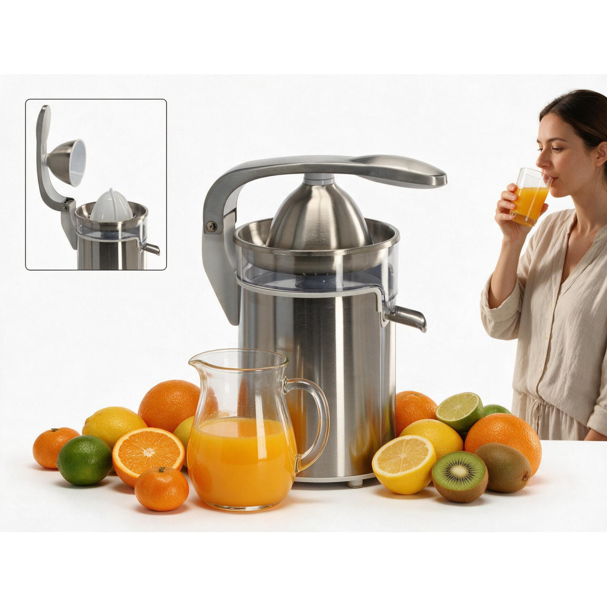 Stoarcător electric pentru citrice 280 ml – 130 W, din oțel inoxidabil