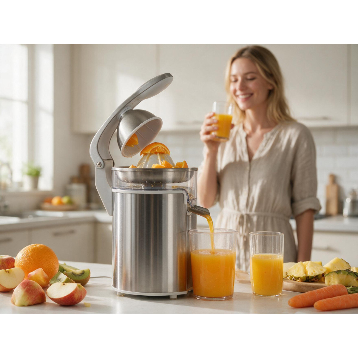 Stoarcător electric pentru citrice 280 ml – 130 W, din oțel inoxidabil