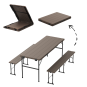 Set de catering pliabil maro – masă 178 cm și 2 bănci
