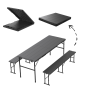 Set de catering pliabil de calitate, de culoare neagră – masă 178 cm și 2 bănci