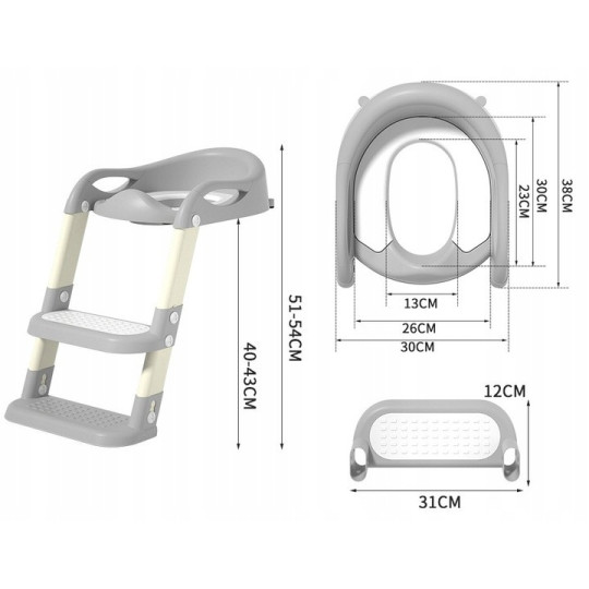 Trepte WC verzi, reglabile pe înălțime, cu adaptor pentru toaletă