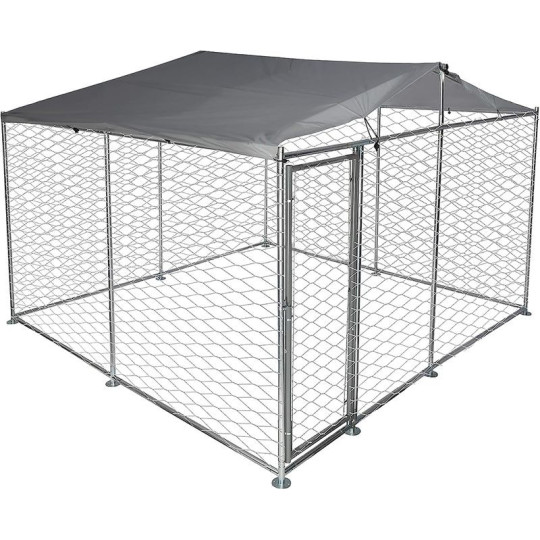 Volieră exterioară pentru câine cu acoperiș 3 × 3 × 2,1 m