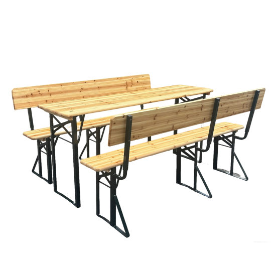 Set de bere pentru grădină cu spătar – masă 170 cm + 2 bănci