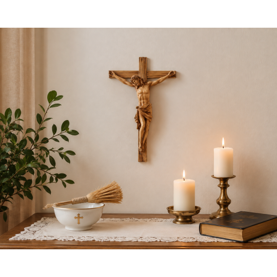 Cruce suspendată cu figura lui Isus 24 × 6,5 × 36 cm, poliresină