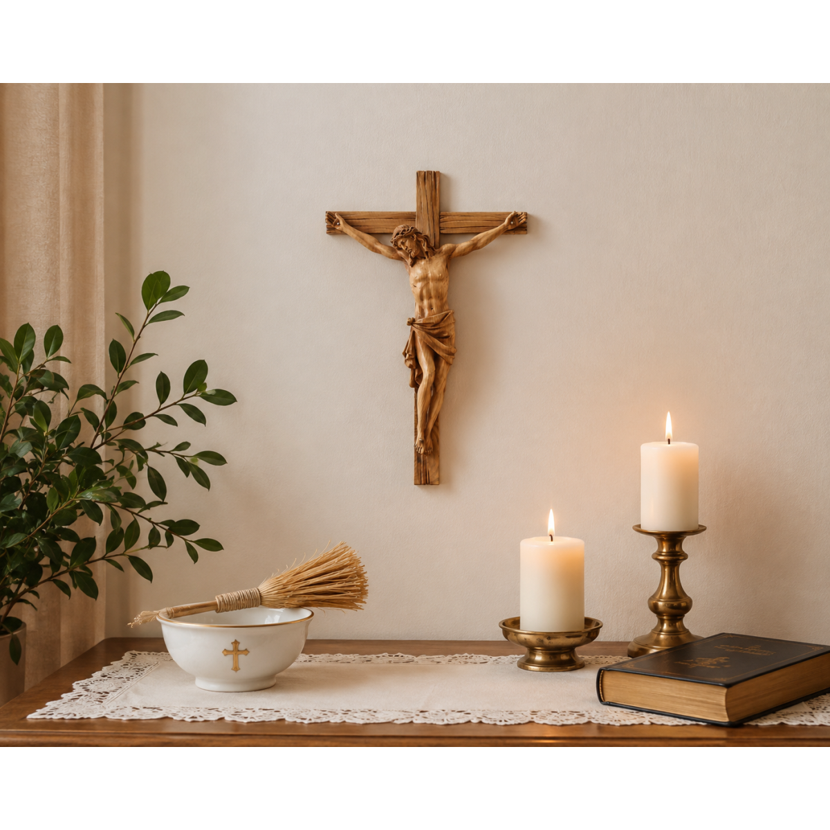 Cruce suspendată cu figura lui Isus 24 × 6,5 × 36 cm, poliresină