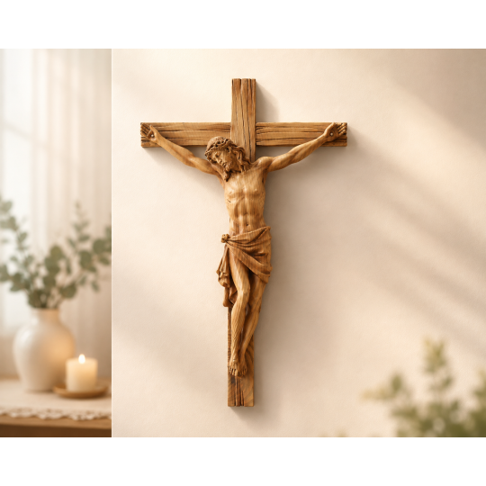 Závesný kríž s postavou Ježiša 24 × 6,5 × 36 cm, polyresin