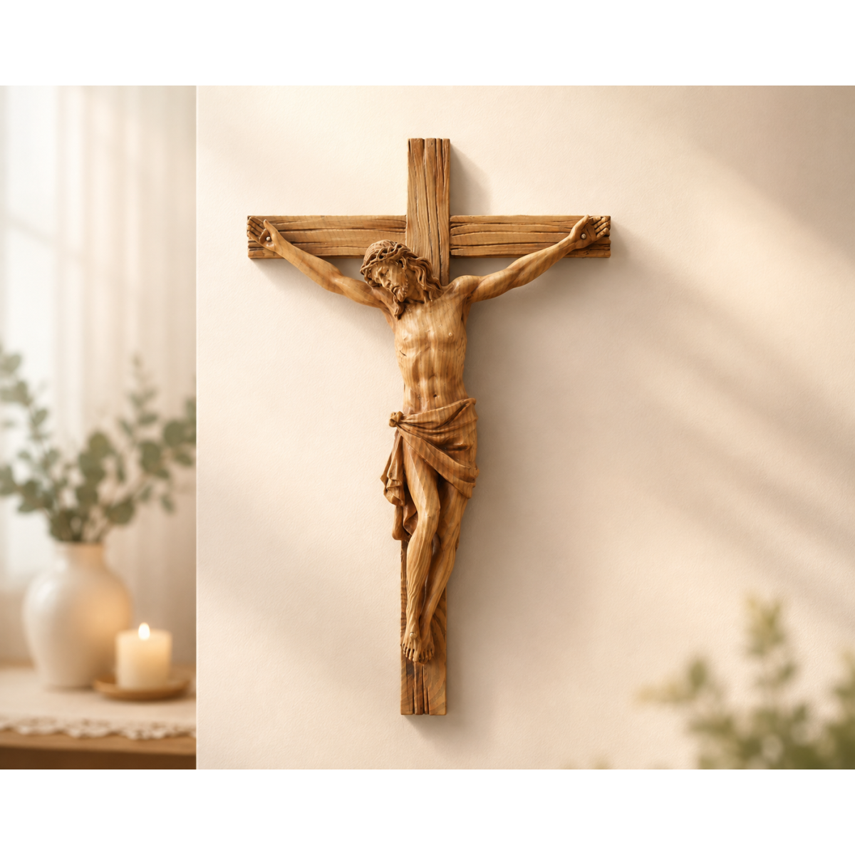 Cruce suspendată cu figura lui Isus 24 × 6,5 × 36 cm, poliresină