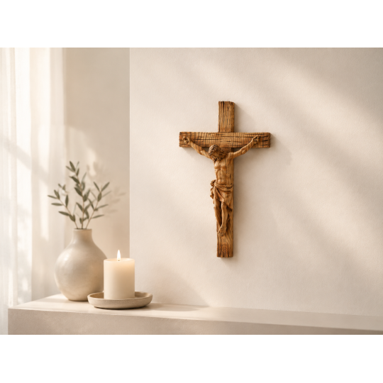 Závesný kríž s postavou Ježiša 12,5 × 3,5 × 20 cm, polyresin