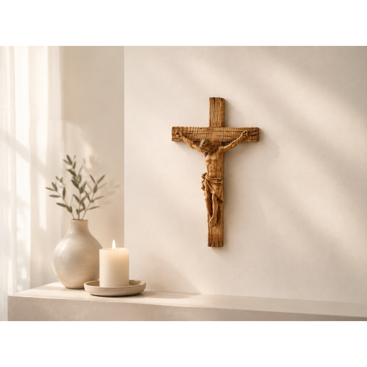 Závesný kríž s postavou Ježiša 12,5 × 3,5 × 20 cm, polyresin
