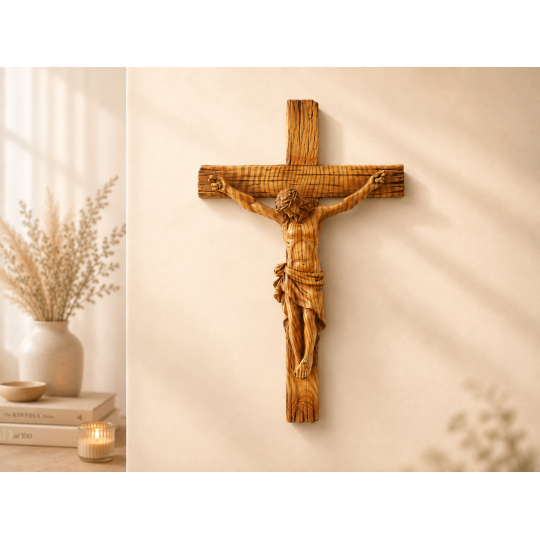 Závesný kríž s postavou Ježiša 12,5 × 3,5 × 20 cm, polyresin