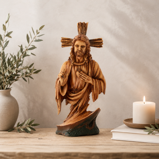 Statuetă Preasfânta Inimă a lui Isus 16 × 10,5 × 36 cm, poliresină