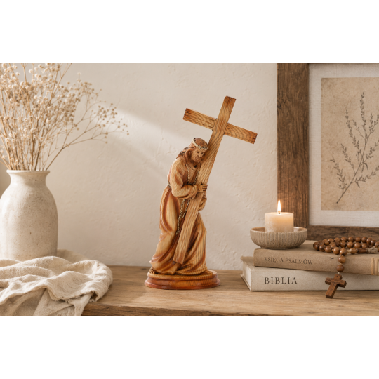 Statuetă Iisus cu cruce 19 × 9 × 31,5 cm, poliresină