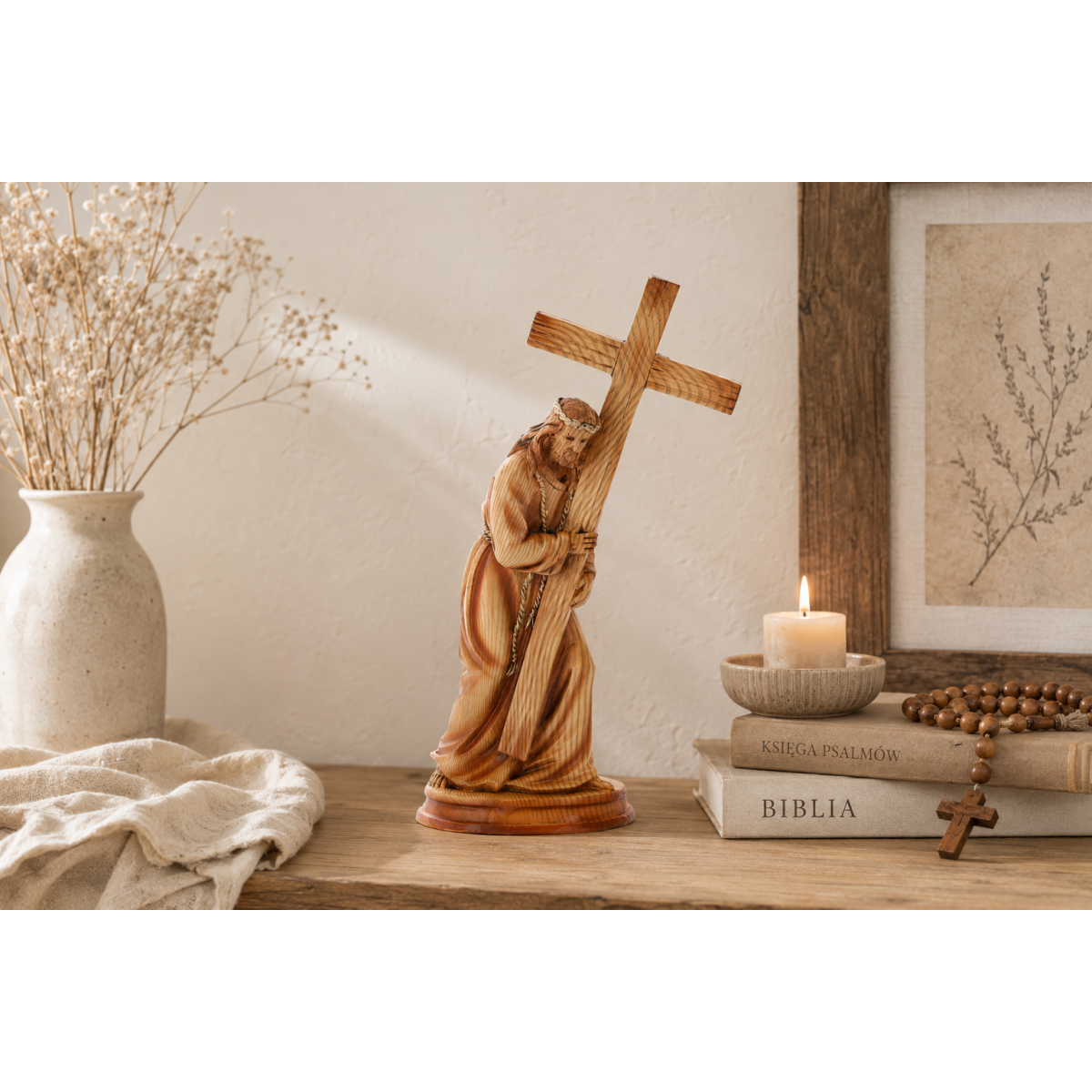 Statuetă Iisus cu cruce 19 × 9 × 31,5 cm, poliresină
