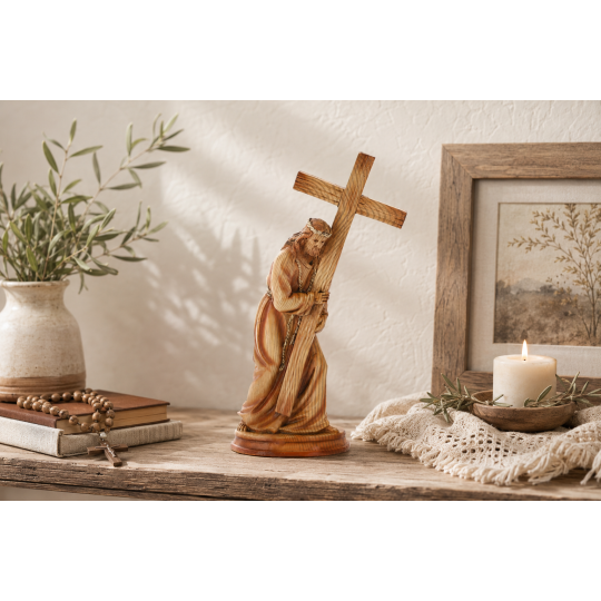Soška Ježiš s krížom 19 × 9 × 31,5 cm, polyresin
