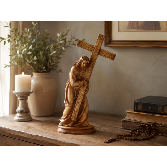 Soška Ježiš s krížom 19 × 9 × 31,5 cm, polyresin