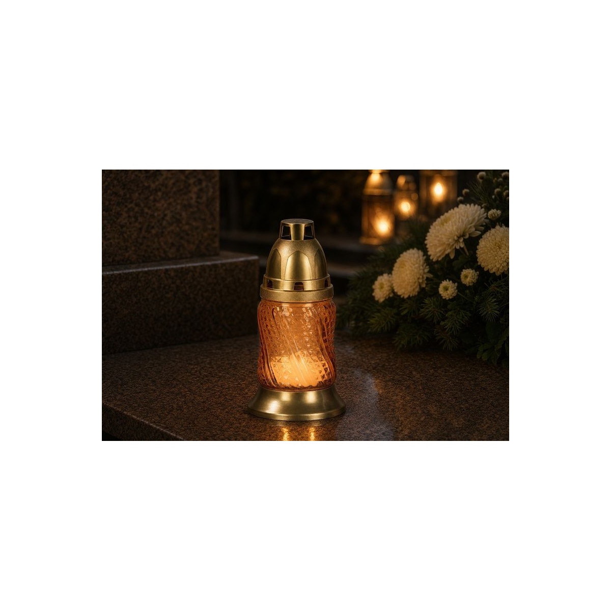 Lumânare funerară Grave din sticlă, mix de culori, 15 cm, 8 h - pachet 16 buc.