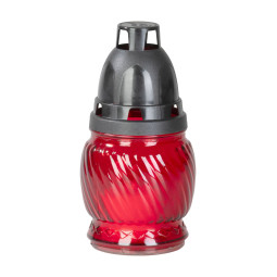Candelă Grave, sticlă roșie, 13 cm, 6-8 ore - pachet 10 buc.