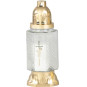 Candelă Cross, sticlă transparentă, aurită, 25,5 cm, 28 ore - pachet 12 buc.