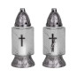 Lumânare Grave sticlă Cruce 24 cm, 20 h - pachet 9 buc