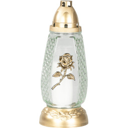 Candelă Grave, sticlă transparentă, mix decor, 28 cm, 40 h - pachet 8 buc.