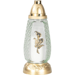 Candelă Grave, sticlă transparentă, mix decor, 28 cm, 40 h - pachet 8 buc.
