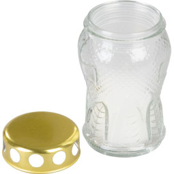 Candela Grave, sticlă transparentă cu inimioară, aurie, 12 cm, 16 h - pachet 6 buc.
