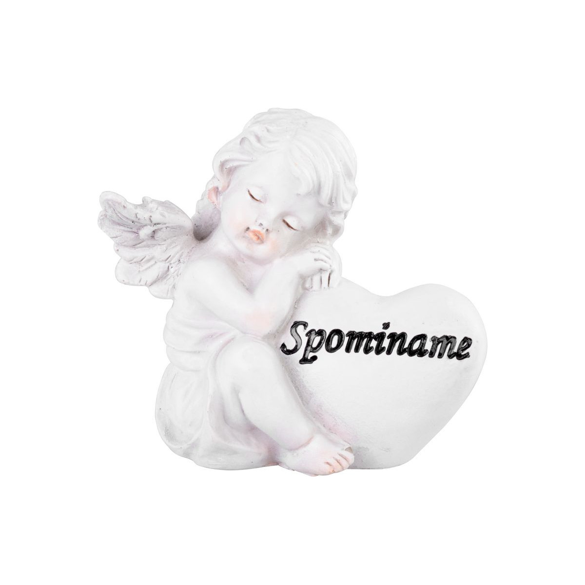 Decorațiune pentru mormânt MagicHome Înger cu inimă 11 × 7,9 × 10,1 cm, poliresină