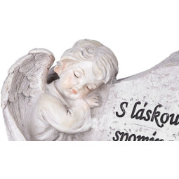 Solárna dekorácia na hrob MagicHome Anjel s krížom 20,5 × 11 × 11 cm, polyresin