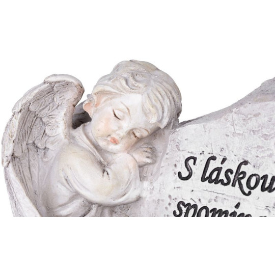 Solárna dekorácia na hrob MagicHome Anjel s krížom 20,5 × 11 × 11 cm, polyresin