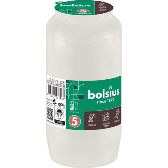 Rezervă de ulei pentru candelă Bolsius 100 h, 317 g, 67 × 140 mm, alb - pachet de 24 bucăți