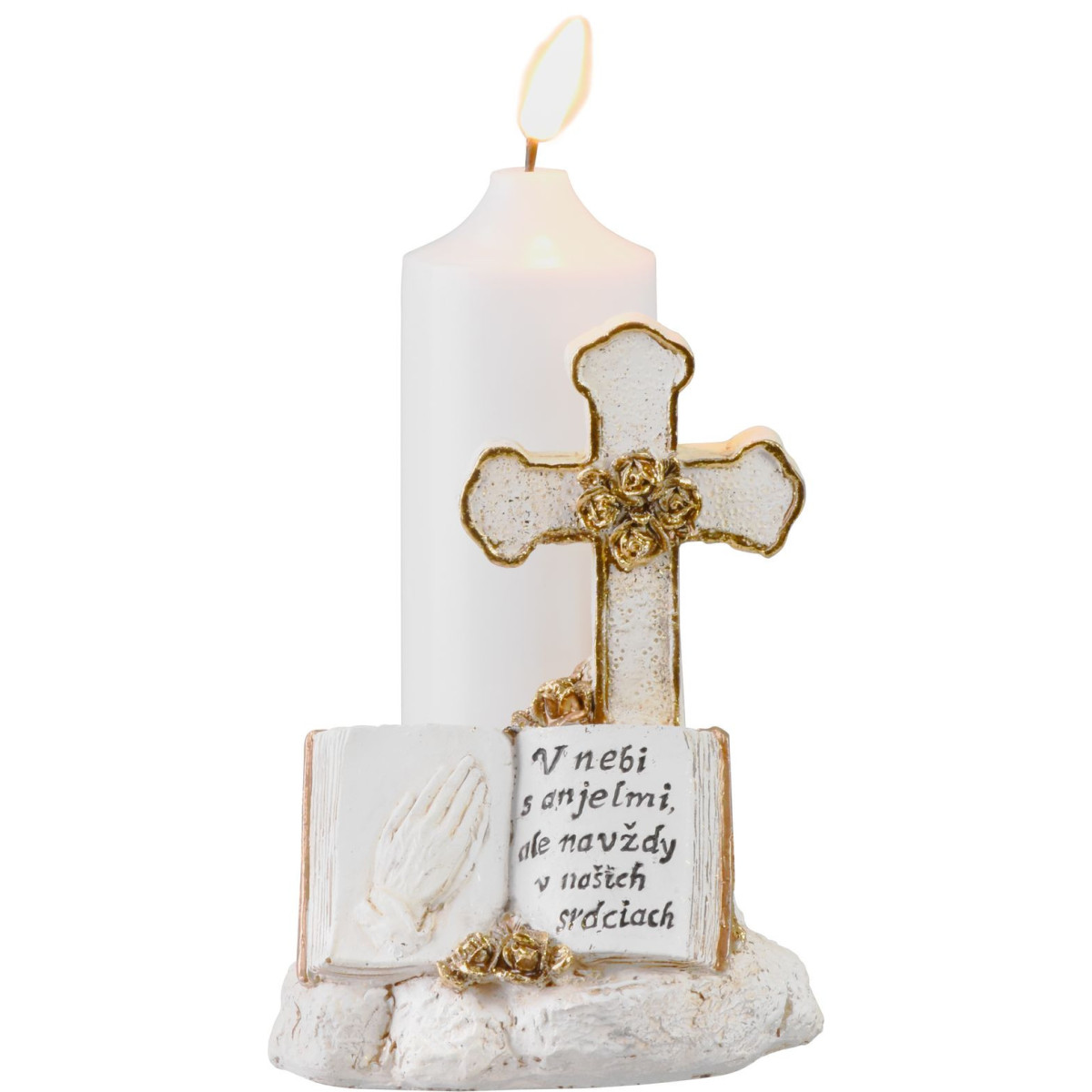 LED decorațiune pentru mormânt MagicHome Cruce cu lumânare 18 cm