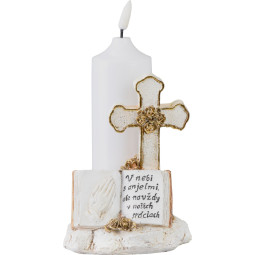 LED decorațiune pentru mormânt MagicHome Cruce cu lumânare 18 cm