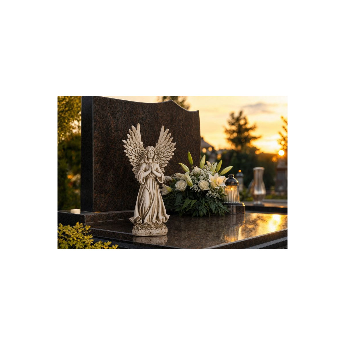 Decorațiune pentru mormânt MagicHome Înger care se roagă 36 cm, poliresină