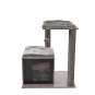 Stâlp de zgâriat pentru pisică cu căsuță 56 × 40 × 63 cm, maro/gri