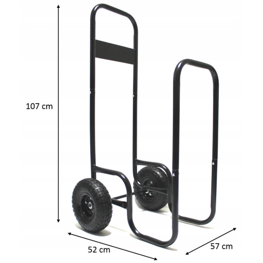 Cărucior pentru lemne de șemineu 60 kg, 57 × 52 × 107 cm