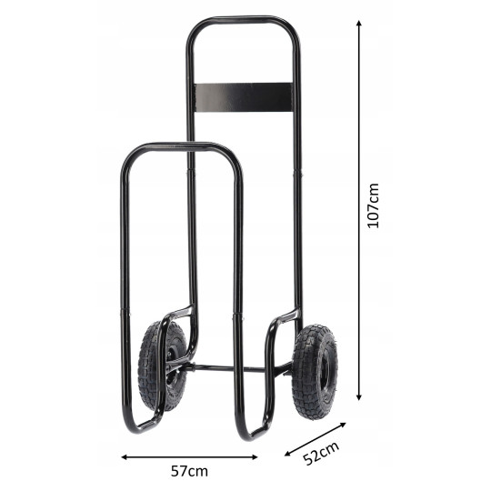 Cărucior pentru lemne de șemineu 60 kg, 57 × 52 × 107 cm