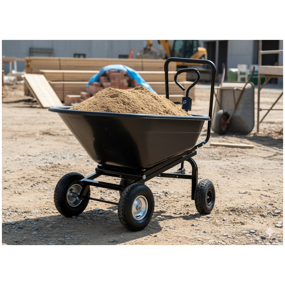 Căruț de grădină 160 l, capacitate de încărcare 300 kg, negru