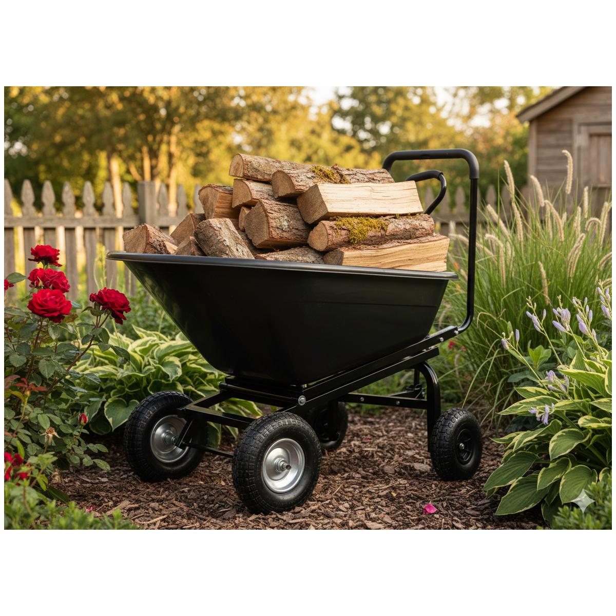 Căruț de grădină 160 l, capacitate de încărcare 300 kg, negru